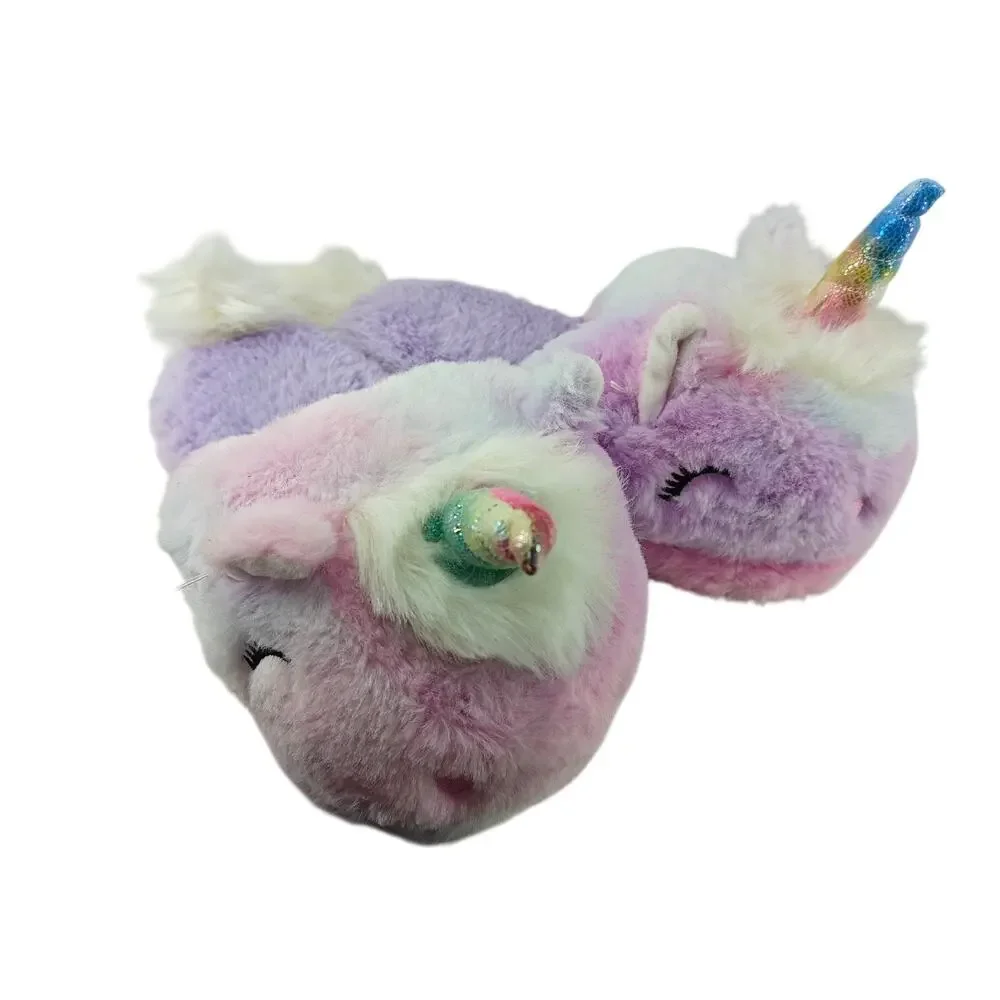Wonder Nation Little & Big Girl's Unicorn Scuff Slippers Size 4-5